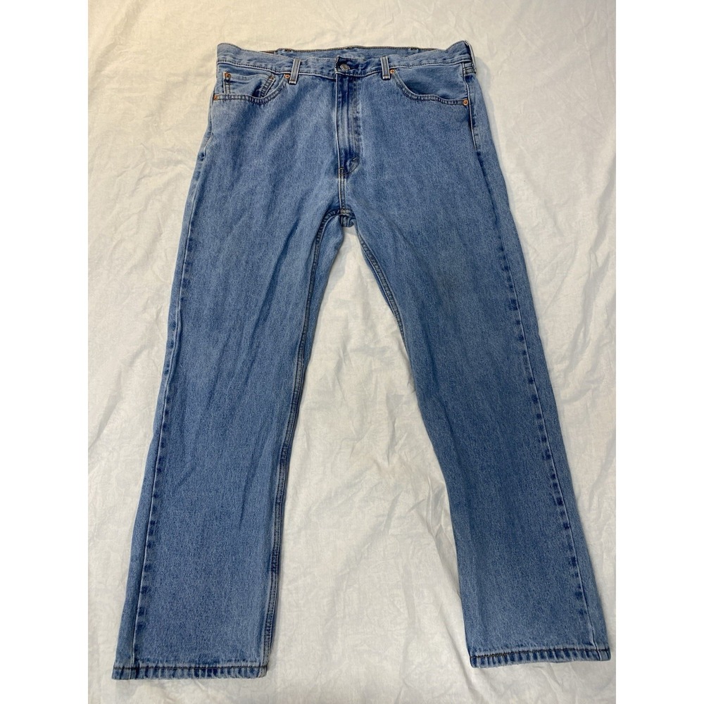 Levi's 505 Regular Fit Jeans 40x32 Blue Denim Straight Leg Distressed
